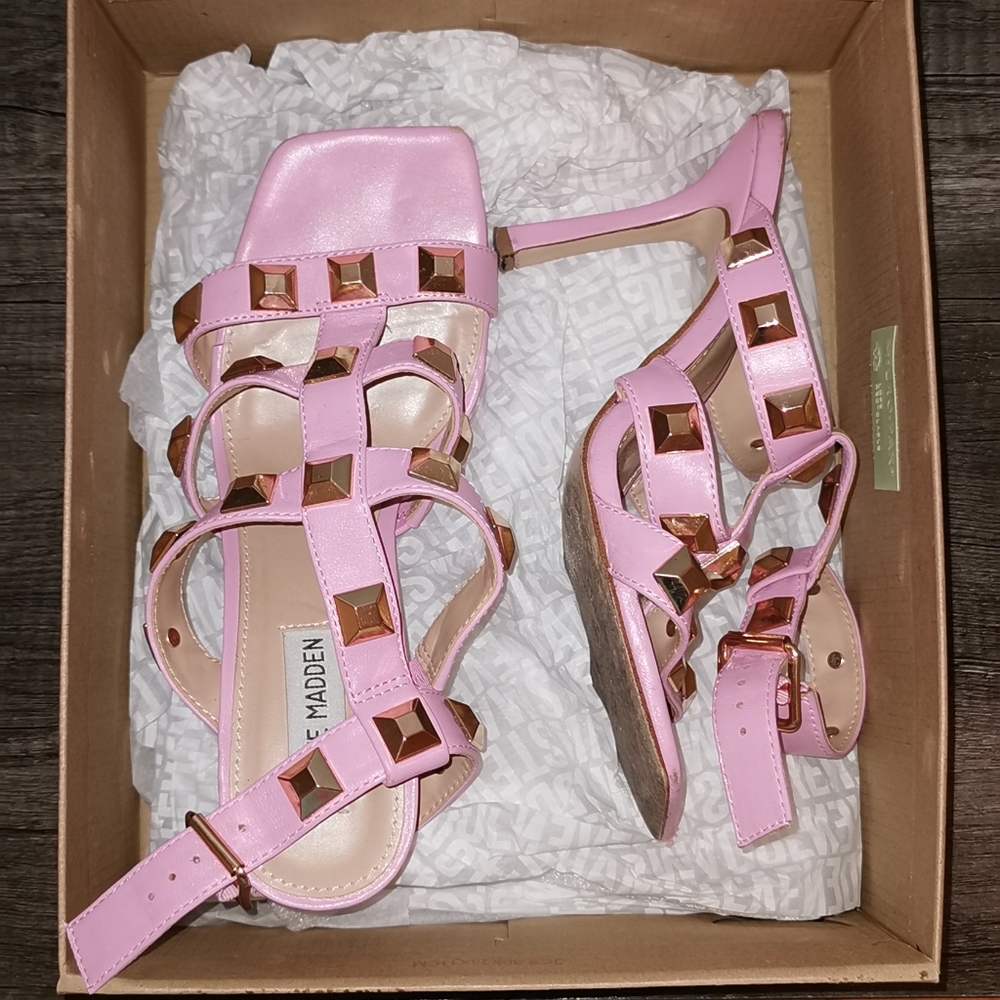 Steve Madden Pink Strappy Heels with Studs
